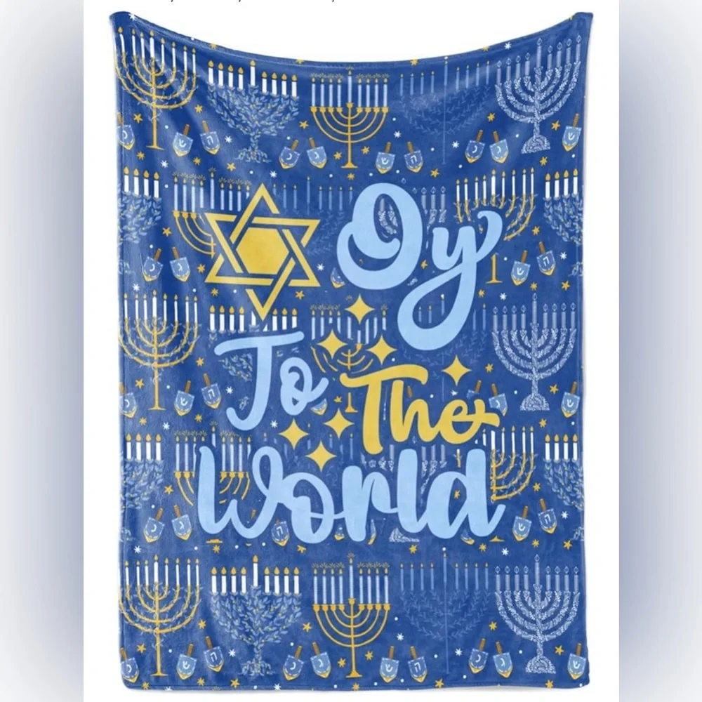 Hannukah Blanket “Oy to the World” Brand New
